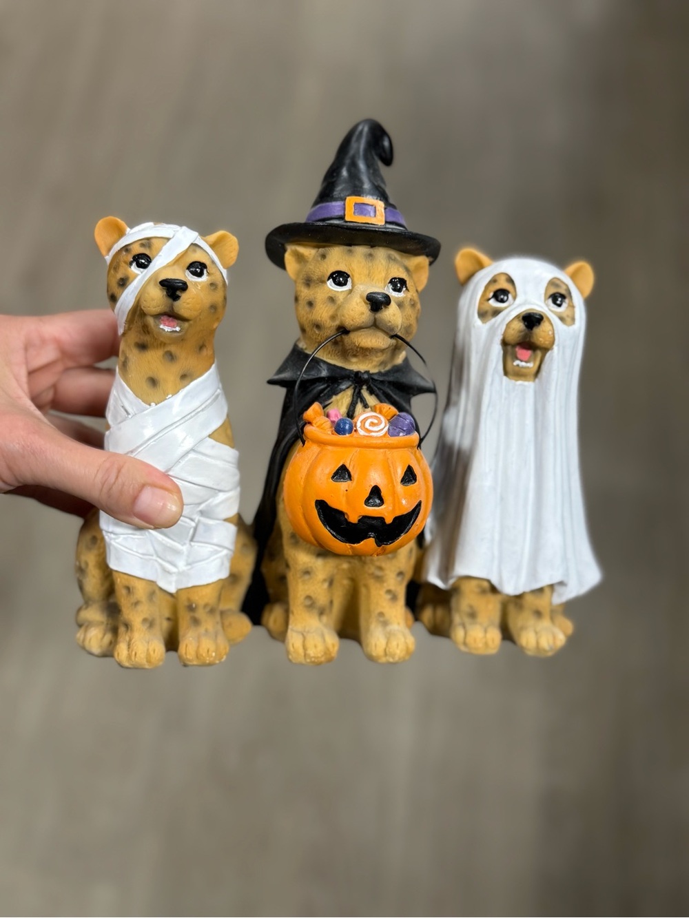 Halloween Dog Figurine - Orange, Black & White Decorative Pets Statue